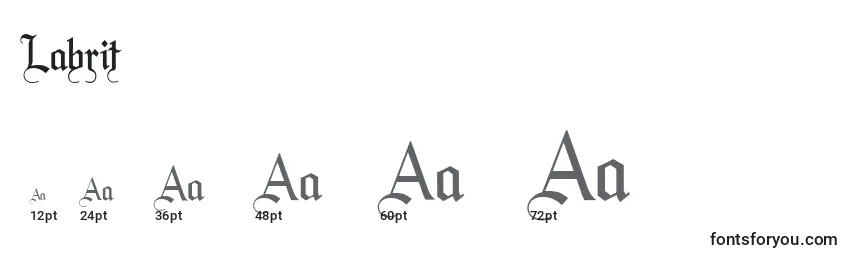 Размеры шрифта Labrit