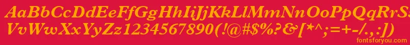 PlantinBoldItalic Font – Orange Fonts on Red Background