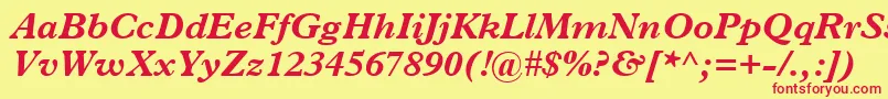 PlantinBoldItalic Font – Red Fonts on Yellow Background
