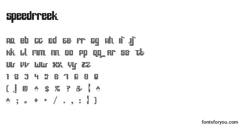 Czcionka Speedfreek – alfabet, cyfry, specjalne znaki