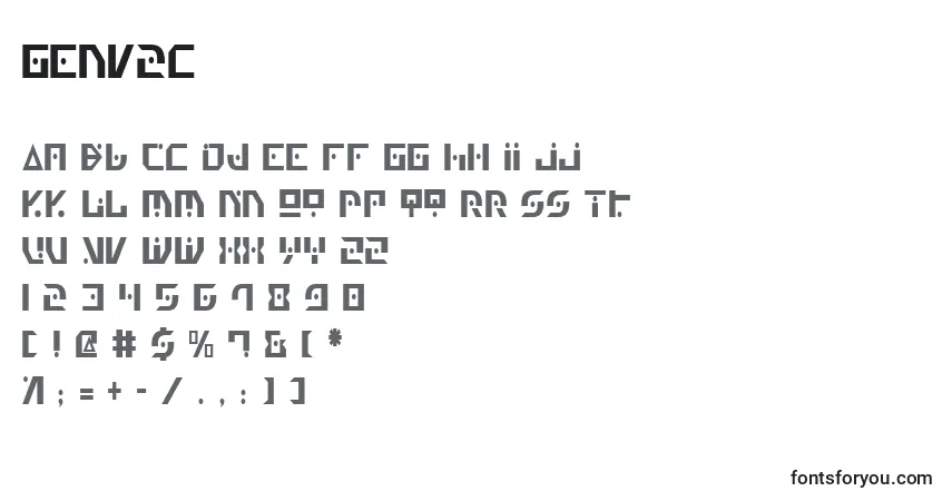 Schriftart Genv2c – Alphabet, Zahlen, spezielle Symbole