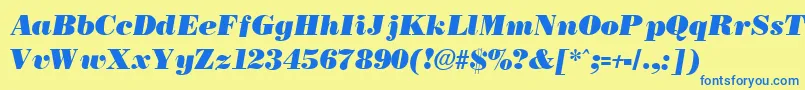 BostonblackItalic Font – Blue Fonts on Yellow Background