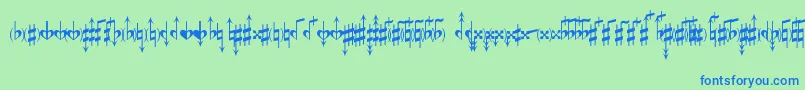 MicroAccidentalsMpBased Font – Blue Fonts on Green Background