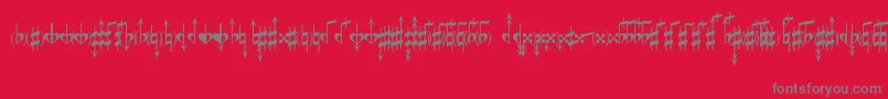 フォントMicroAccidentalsMpBased – 赤い背景に灰色の文字