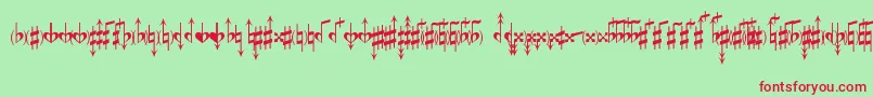MicroAccidentalsMpBased-Schriftart – Rote Schriften auf grünem Hintergrund
