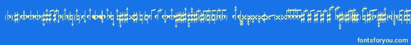 MicroAccidentalsMpBased Font – Yellow Fonts on Blue Background
