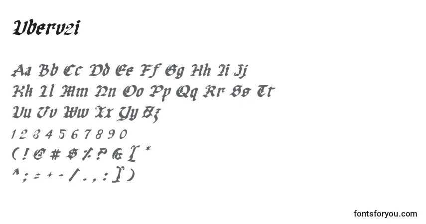 Czcionka Uberv2i – alfabet, cyfry, specjalne znaki