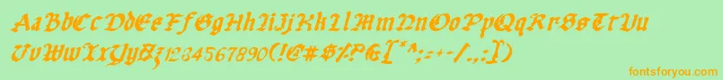 Uberv2i-Schriftart – Orangefarbene Schriften auf grünem Hintergrund