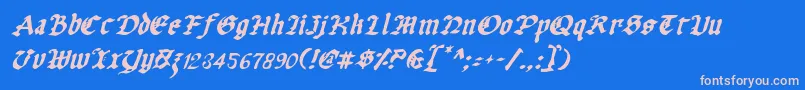 フォントUberv2i – ピンクの文字、青い背景