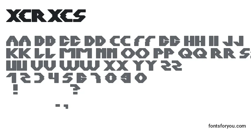 Czcionka Xerxes – alfabet, cyfry, specjalne znaki