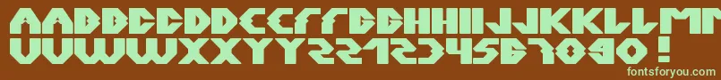 フォントXerxes – 緑色の文字が茶色の背景にあります。