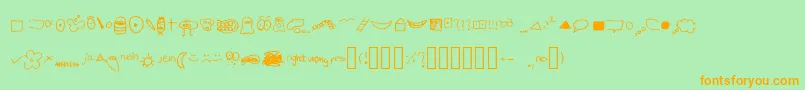 フォントJustSymbolsAndStuff – オレンジの文字が緑の背景にあります。