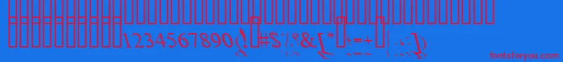 PtBoldMirror Font – Red Fonts on Blue Background