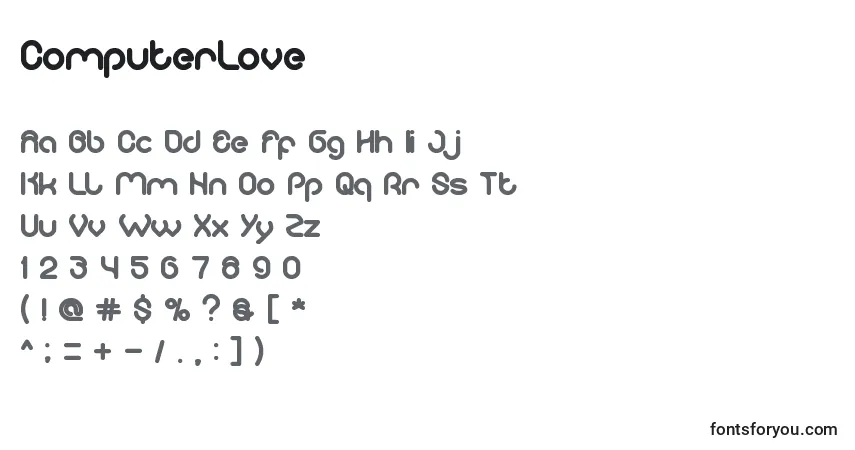Fuente ComputerLove - alfabeto, números, caracteres especiales