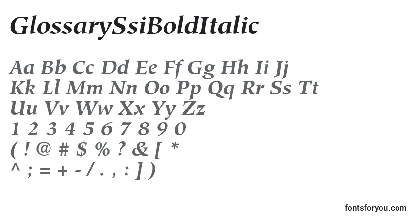 Шрифт GlossarySsiBoldItalic – алфавит, цифры, специальные символы