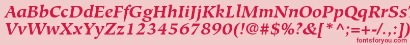 フォントGlossarySsiBoldItalic – ピンクの背景に赤い文字