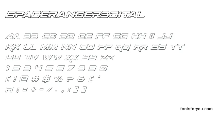 A fonte Spaceranger3Dital – alfabeto, números, caracteres especiais
