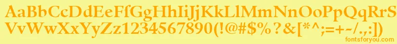 フォントGuardiLt75Bold – オレンジの文字が黄色の背景にあります。