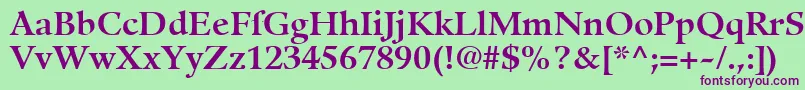 フォントGuardiLt75Bold – 緑の背景に紫のフォント