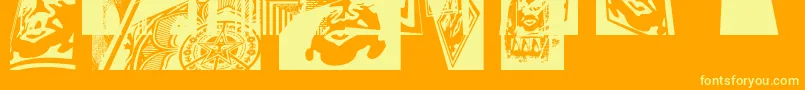 Fonte ObeytownaltCaps – fontes amarelas em um fundo laranja