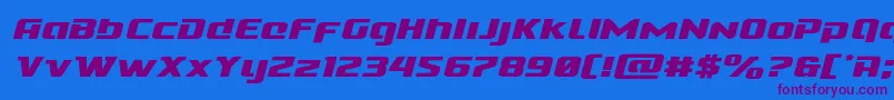 Cobaltalienexpandital-Schriftart – Violette Schriften auf blauem Hintergrund
