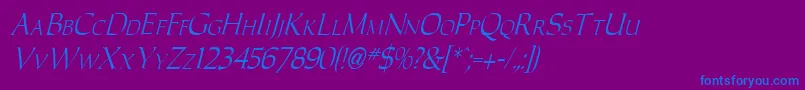 Czcionka CarolusItalic – niebieskie czcionki na fioletowym tle