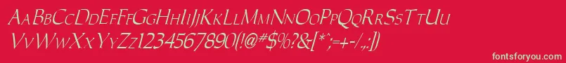 CarolusItalic-fontti – vihreät fontit punaisella taustalla