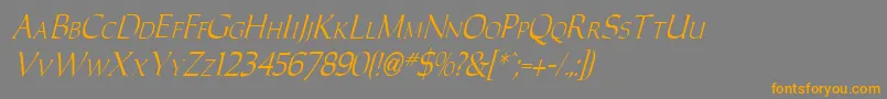 フォントCarolusItalic – オレンジの文字は灰色の背景にあります。