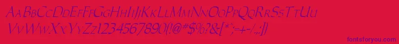 CarolusItalic-Schriftart – Violette Schriften auf rotem Hintergrund