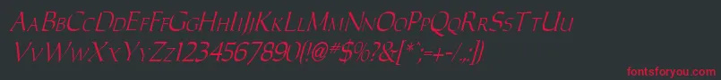 CarolusItalic-Schriftart – Rote Schriften auf schwarzem Hintergrund