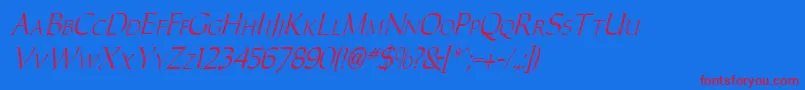 CarolusItalic Font – Red Fonts on Blue Background