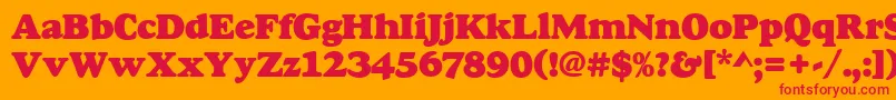 Czcionka Goudyheap – czerwone czcionki na pomarańczowym tle