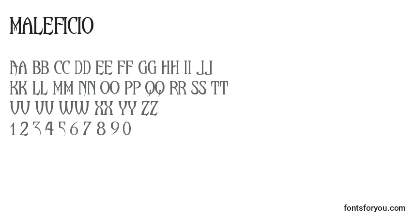 Maleficio-fontti – aakkoset, numerot, erikoismerkit