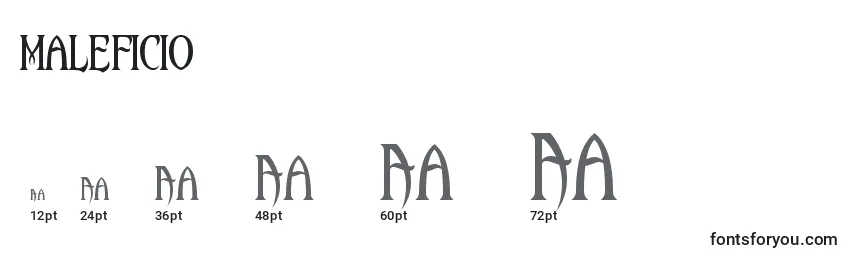 Размеры шрифта Maleficio