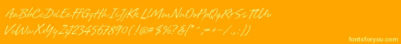 Brisa-Schriftart – Gelbe Schriften auf orangefarbenem Hintergrund