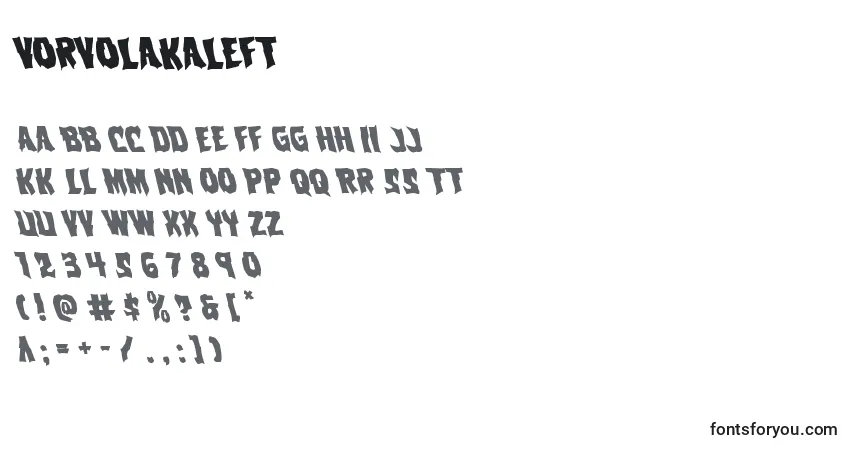 Шрифт Vorvolakaleft – алфавит, цифры, специальные символы