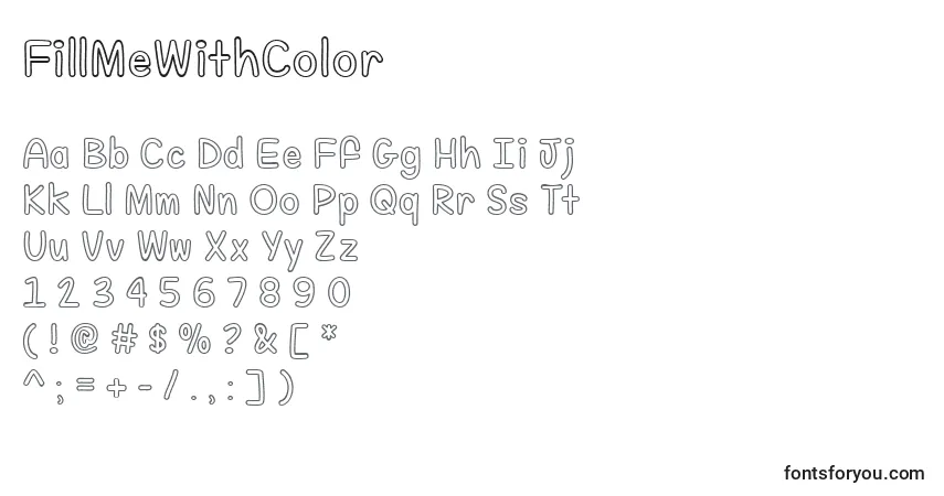 Fuente FillMeWithColor - alfabeto, números, caracteres especiales