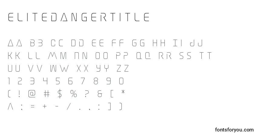 A fonte Elitedangertitle – alfabeto, números, caracteres especiais