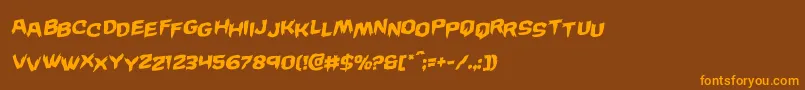 フォントWickermanstagrotal – オレンジ色の文字が茶色の背景にあります。