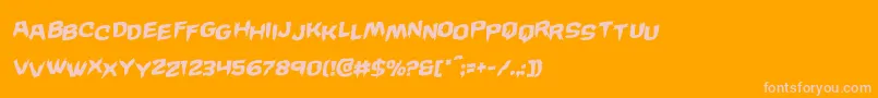 Wickermanstagrotal-Schriftart – Rosa Schriften auf orangefarbenem Hintergrund