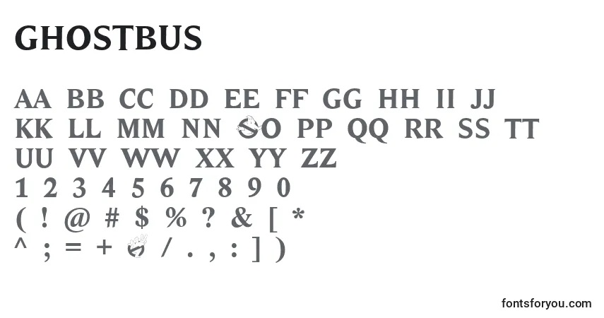 Шрифт Ghostbus – алфавит, цифры, специальные символы