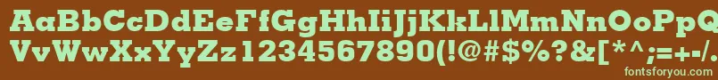 フォントMemphisLtExtraBold – 緑色の文字が茶色の背景にあります。