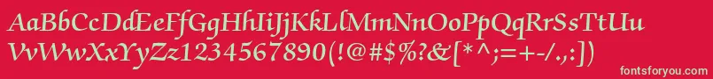 ZapfchancerystdDemi Font – Green Fonts on Red Background