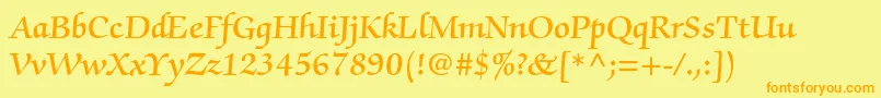 ZapfchancerystdDemi Font – Orange Fonts on Yellow Background