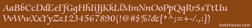 Czcionka ZapfchancerystdDemi – różowe czcionki na brązowym tle