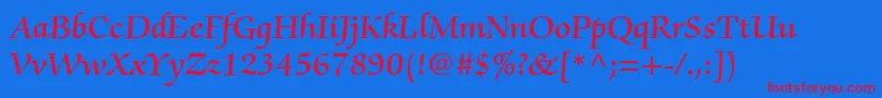 ZapfchancerystdDemi Font – Red Fonts on Blue Background