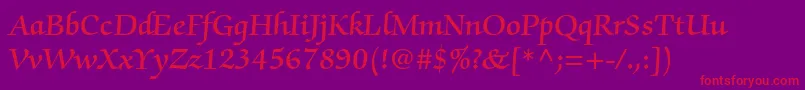 ZapfchancerystdDemi Font – Red Fonts on Purple Background