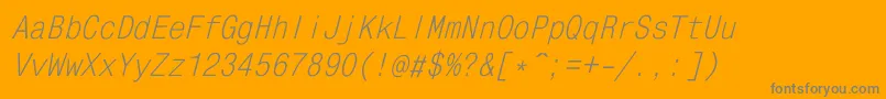 Monocon1-Schriftart – Graue Schriften auf orangefarbenem Hintergrund