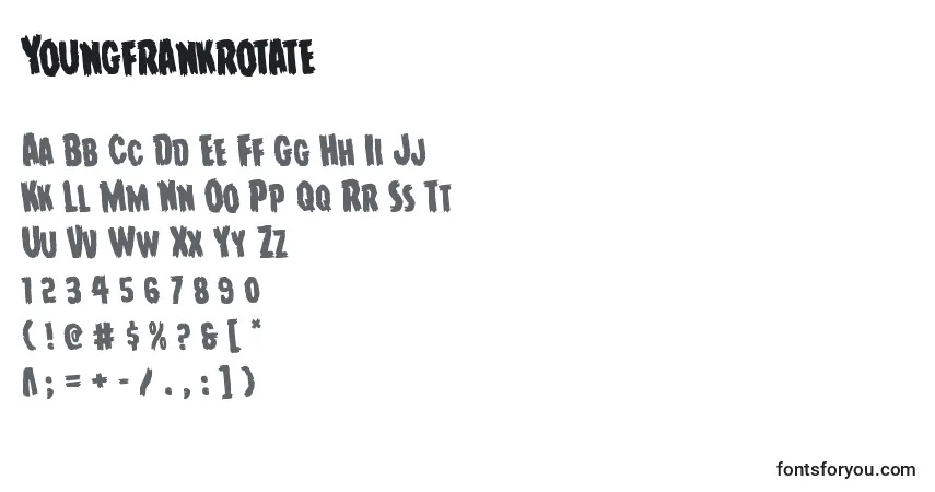Youngfrankrotate Font – alphabet, numbers, special characters