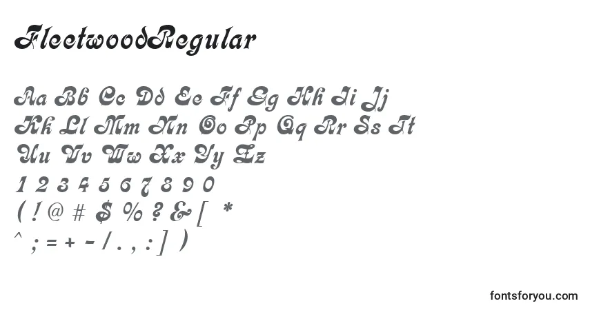 A fonte FleetwoodRegular – alfabeto, números, caracteres especiais